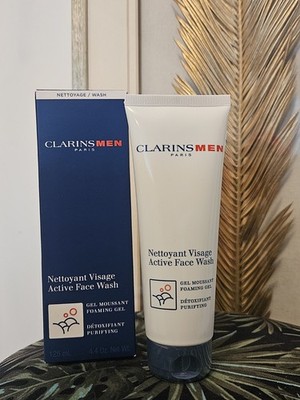 CLARINS MEN Nettoyant Visage Active Face Wash Detoxifiant Gel Moussant Foaming 
