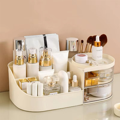 Schmink Organizer mit Schubladen - Pinselhalter Make-Up Hautpflege Elegant