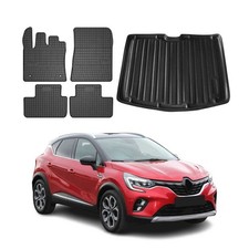 Fußmatten & Kofferraumwanne Set für Renault Captur 2019-2026 Untere Gummi 5x