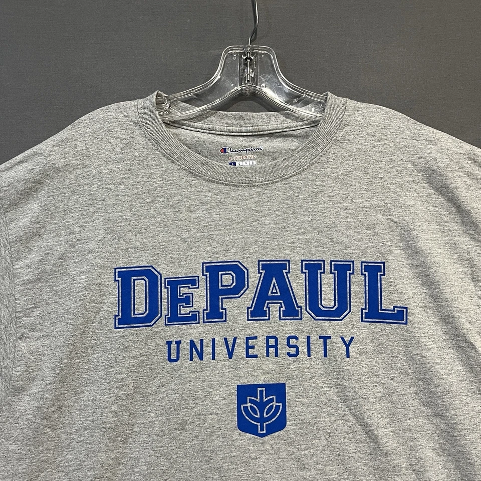 DePaul University Blue Demons Shirt Mens Large Gray Champion NCAA - Image 2 of 4