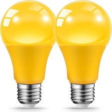 LED Yellow Bug Light Bulbs for Outdoor Indoor Porch, 9W 2 Pack