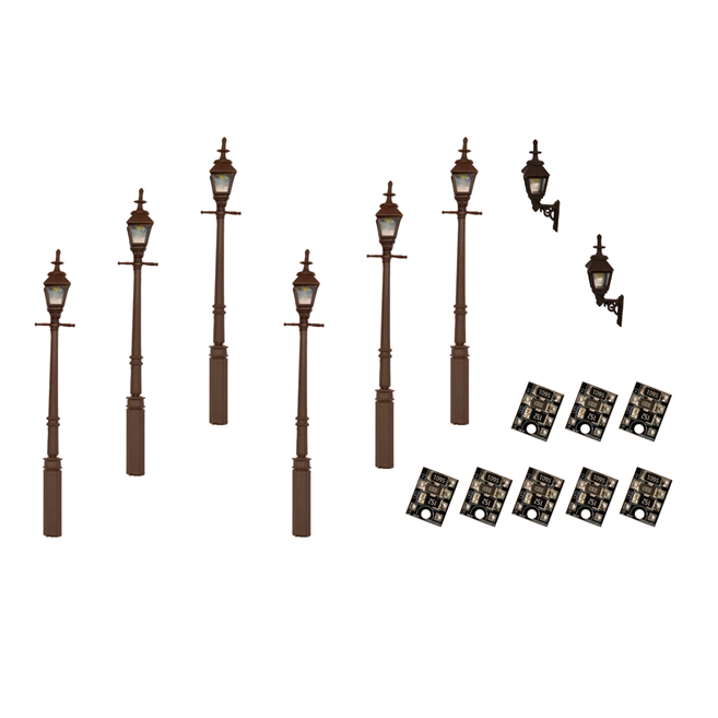 DCC Concepts LML-VPGBK Legacy Skyline Gas Lamps Value Pack Black OO Gauge