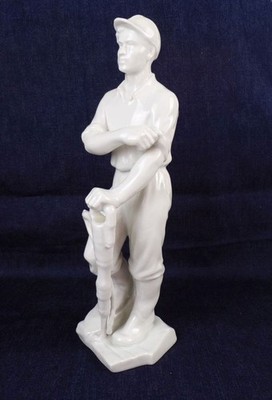 Herend Porzellan Figur Bergmann Bergbau Weiß 35 cm Jenő Hanzély