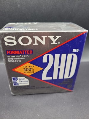 Sony 10MFD-2HD 3.5'' IBM Formatted Micro Floppy Diskettes 1.44MB 10 PK Sealed Box