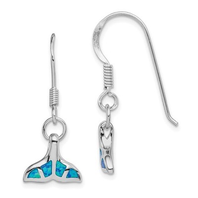 Sterling Silber rhodiniert kreiert Opal Delfin Schwanz Ohrhänger Damen