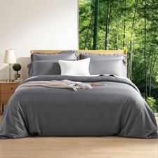 Duvet Cover Queen, 100 Organic Bamboo Cooling Duvet King 104"x90" Gray