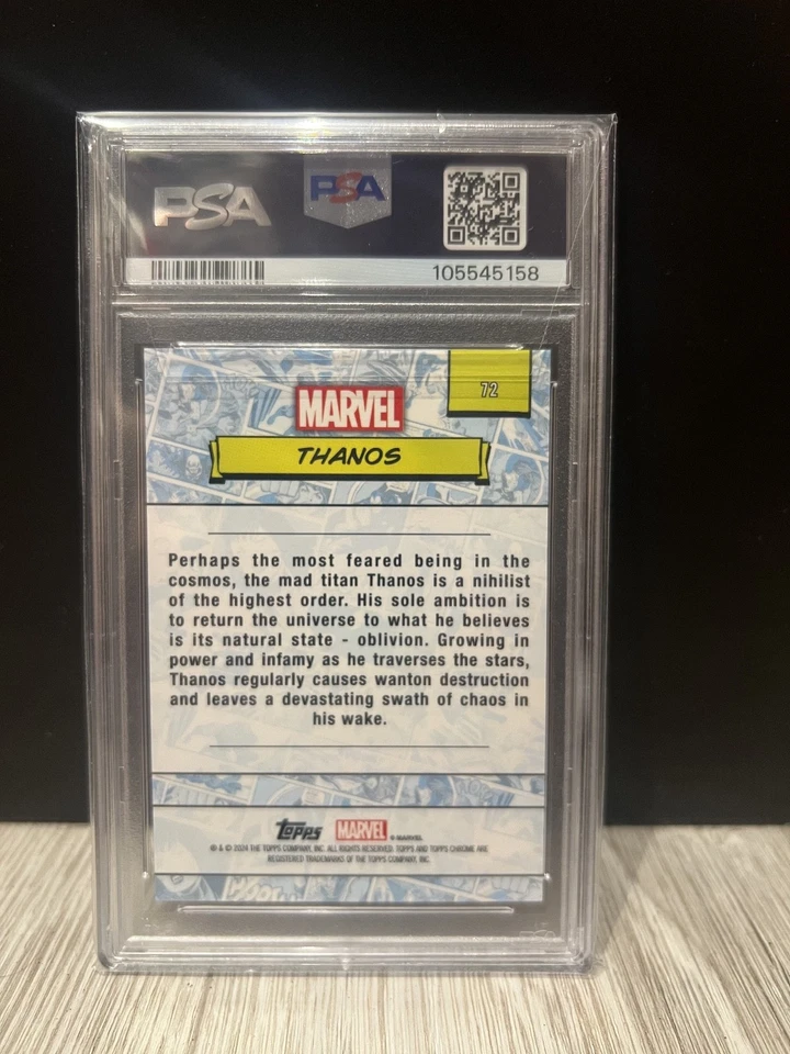 Topps 2024 Marvel Sapphire Chrome Thanos PSA 10 GEM MT graded card #72 - Image 2 of 2
