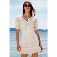 LoveShackFancy Jaislyn Embroidered Mini Dress True White Women's Size Medium