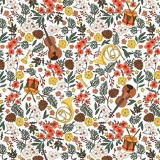 1/2 Yard Fabric - Festive Instruments White by Belle & Boo for Michael Miller