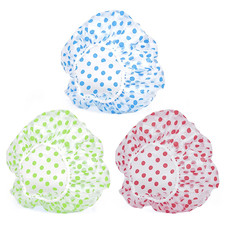3PCS Shower Caps, Elastic Reusable Waterproof Plastic Shower Cap for Women Ladie