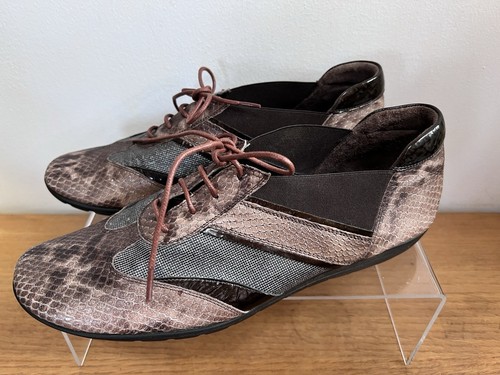 Sesto Meucci Damenschuhe Größe 10 braun Leder Wildleder Schnürung Reptilmuster Sneake - Bild 2 von 14