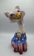 Fenton Gift Shop R.Spindler OOAK Painted Milk Glass Alley Cat- Eagle USA 250th