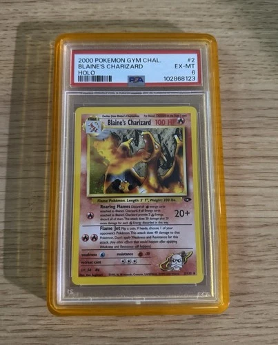 2000 POKEMON GYM CHALLENGE HOLO #2 BLAINE'S CHARIZARD PSA 6
