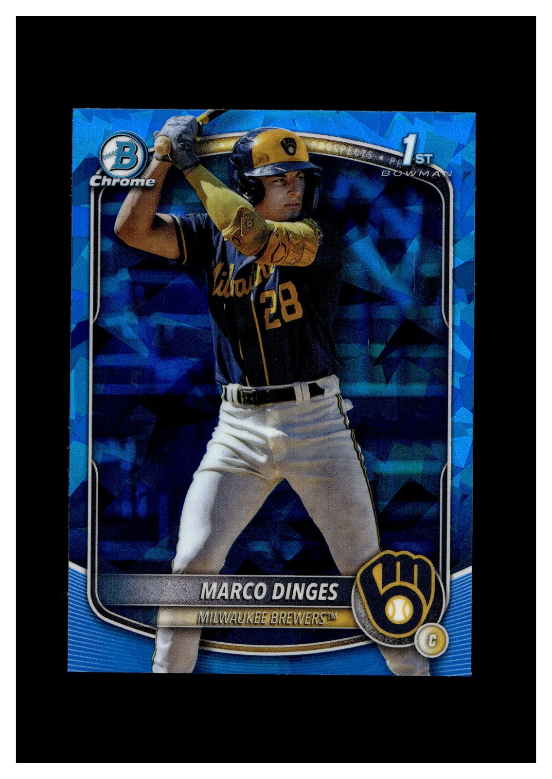 2025 Bowman Chrome Prospects Sapphire #BCP-183 Marco Dinges RC Milwaukee Brewers