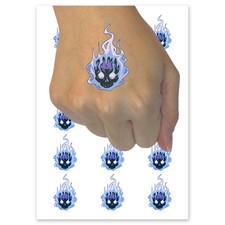 Flaming Skull Ghost Skeleton Head Monster Temporary Tattoo Fake Body Art