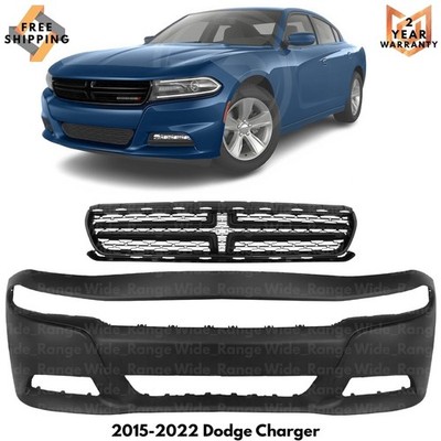 Front Bumper Cover Paintable & Grille Assembly Kit For 2015-2022 Dodge Charger