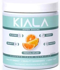 Kiala Super Greens Powder Tropical Splash Energy Digestion Spirulina Chlorella