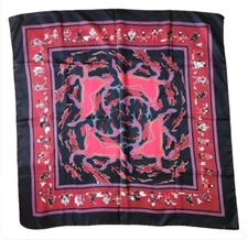 Vintage BOMA Jocelyn Mange Native American Print Square Scarf Red Black