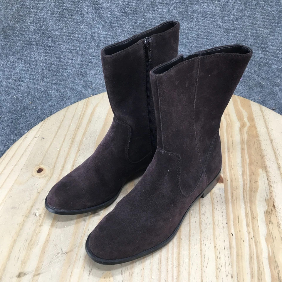 Calvin Klein Botas Mujer 6.5M Terra Marrón Botín al Tobillo Gamuza Cremallera Media Pantorrilla Tacones Foto 4 de 4