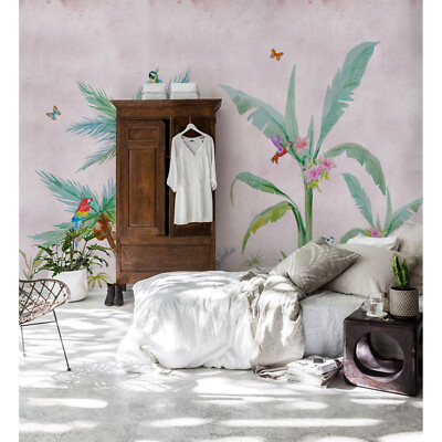 Non-Woven wallpaper Home Paradise Colorful Safari Exotic vintage nursery Palms