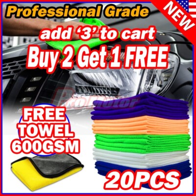 20 Pack Microfiber Cleaning Cloth No-Scratch Rag Car Polishing Detailing Towel