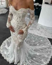 Elegant Mermaid Applique Lace Wedding Dresses Sweetheart Beaded Bridal Gowns