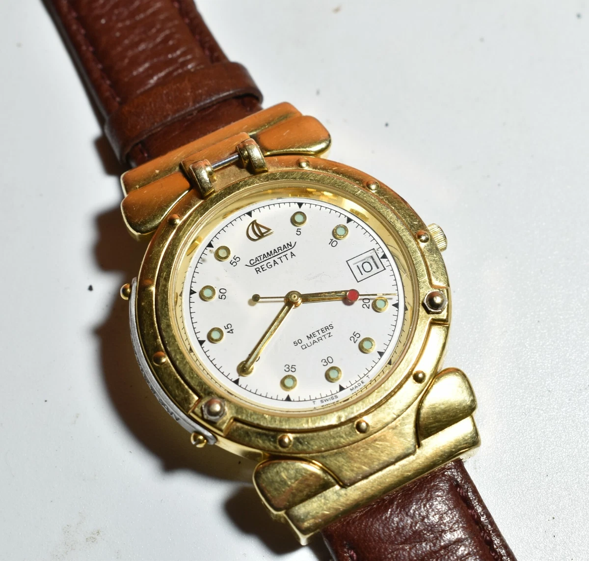 Vintage Catamaran Watch Regatta 50 Meters Quartz T Swiss Made T