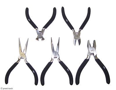 5-PC PRECISION MINI PLIERS - small hand tool tools jewelry crafts automotive