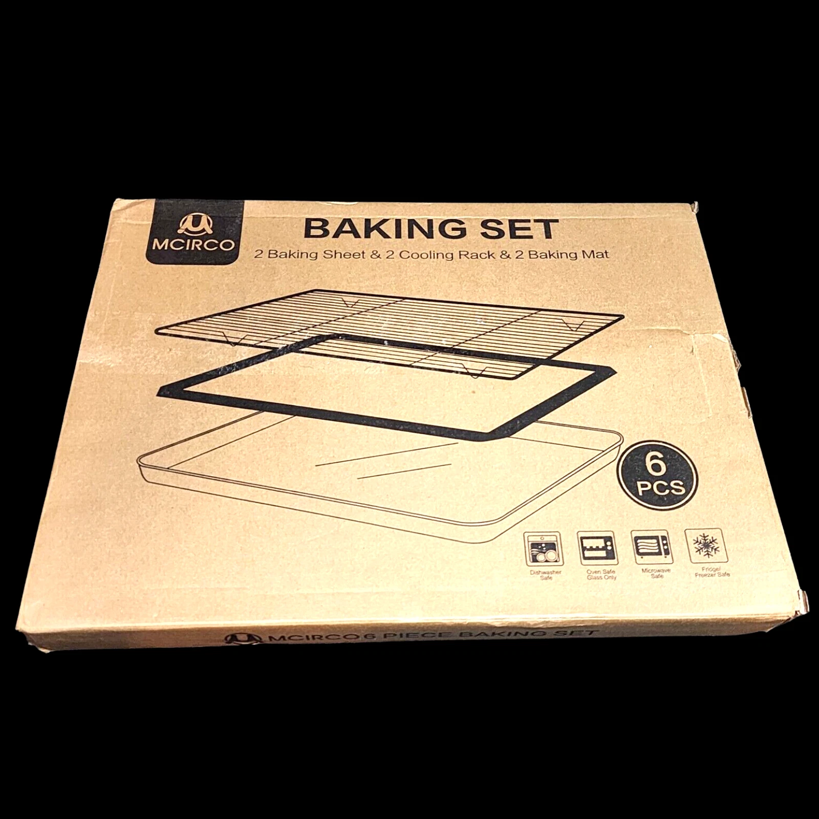 MCIRCO 6 Piece Baking Set (2 - Sheets /Cooling Racks/Silicone Baking Mats)