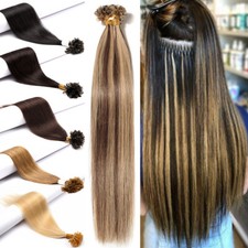 Human Hair Thick Nail U Tip Russian Remy Pre-Bonded Keratin Fusion Extensions US