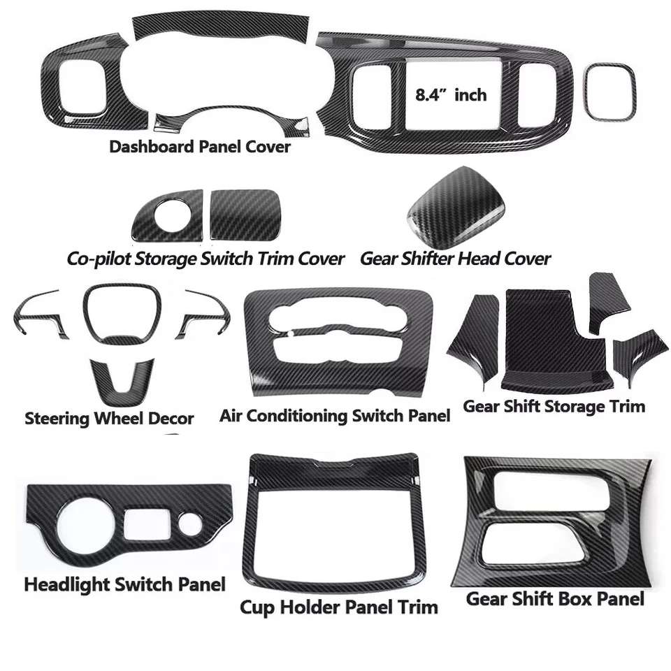 20x Carbon Fiber Interior Steering Center Console Trim Kit for Dodge Charger 15+ - Image 2 of 4