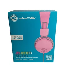 JLAB JBuddies Pink Over The Ear Folding Headphones Brand New Sealed Box