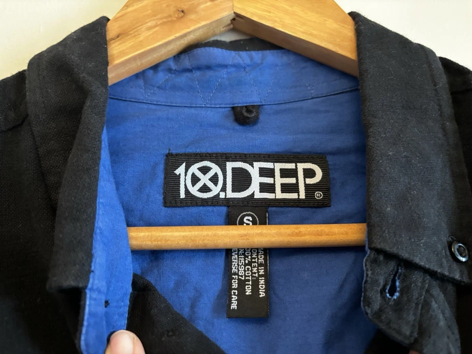 10. DEEP Mens Shirt Size Small Black Utility Button Up Hidden Pockets Tactical - Image 3 of 4