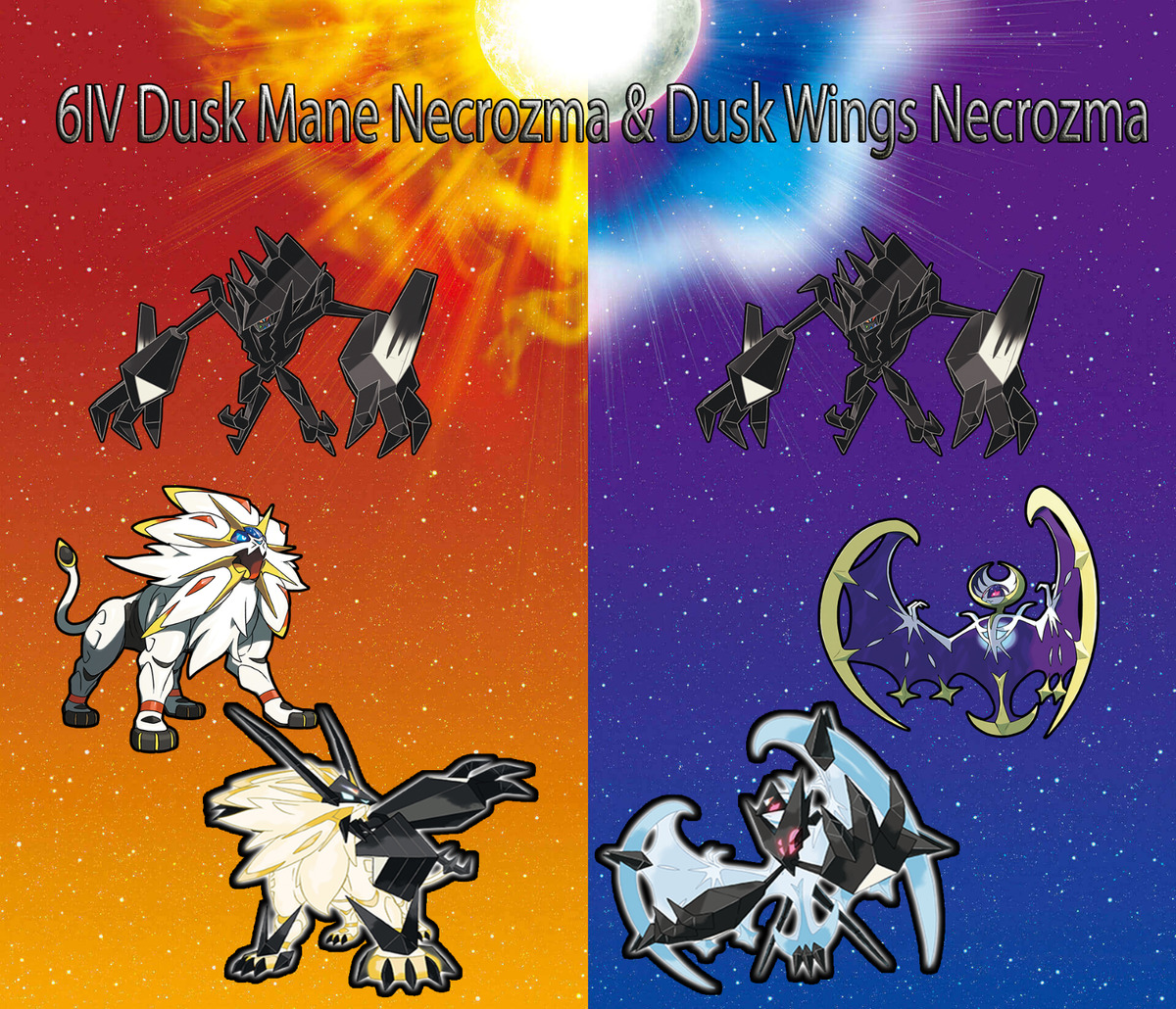 6IV Dusk/Dawn Necrozma Solgaleo Lunala Pokemon Sword Shield HOME BUNDLE