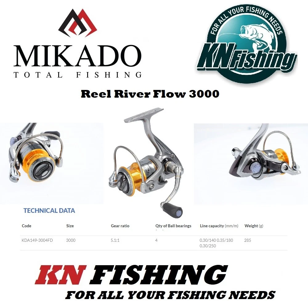 MIKADO RIVER FLOW Spinning Reel Freshwater Pike Bass Carp Trout Fishing 3004FD