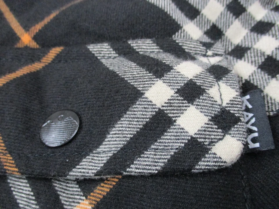KAVU 衬衫夹克男式中号黑色法兰绒格子内衬口袋休闲纽扣 — 第 4/4 张图片
