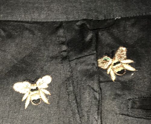 New CJ Laing C J Laing Black Bermuda Shorts with Gold Bees 100% Linen Size 8 - Picture 3 of 12