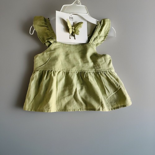 Haute Hippie Girls Green 3 pc Set Pants Top and Butterfly Hair Clip Size 7 Gift - Picture 2 of 23