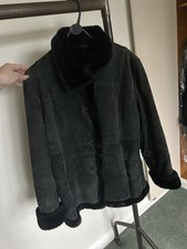 Gallery Sheepskin Coat Leather Short Jacket Vintage Mob Wife Gothcore Size L
