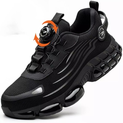 Men Work Safety Shoes Steel Toe Cap Rotating Button Comfort Breathable Sneakers