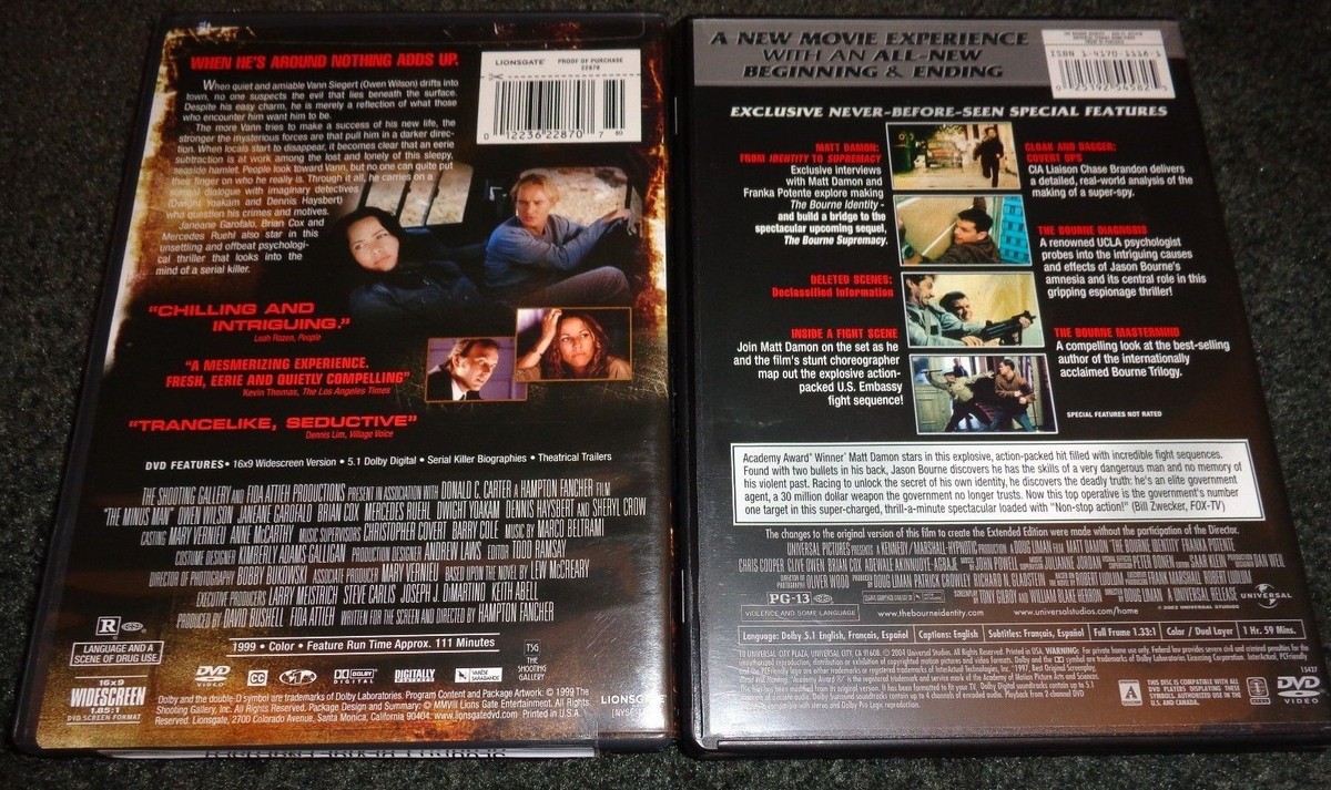 THE MINUS MAN & THE BOURNE IDENTITY-BRIAN COX,OWEN WILSON, MATT