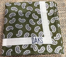 GREEN AVOCADO MAN HANDKERCHIEF PAISLEYS ART VTG COTTON CLASSIC POCKET SQUARE 17"
