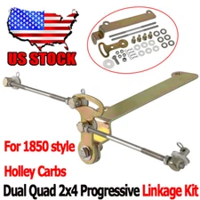 Dual Quad 2x4 Progressive Linkage Kit Throttle Rod For 1850 style Holley Carbs