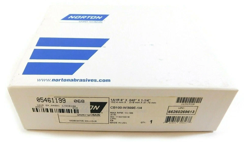 Norton 66260269613 Wheel 1A1R 6" x 0.040" x 1-1/4" CB100-WB99E-1/4 - Image 4 of 4