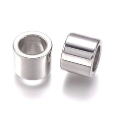 5pc 304 Stainless Steel Column Large Hole Beads Smooth Metal Spacer Beads 10x8mm