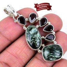 Seraphinite Gemstone Solid Sterling Silver Anniversary Handmade Pendant Jewelry