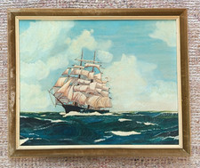 Vintage Galleon Ship Framed Oil Painting Copy Of Montague Dawson