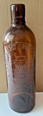 Antique Bottle Rochester NY c1886 Duffy Malt Whiskey Amber Glass Embossed 10.25''