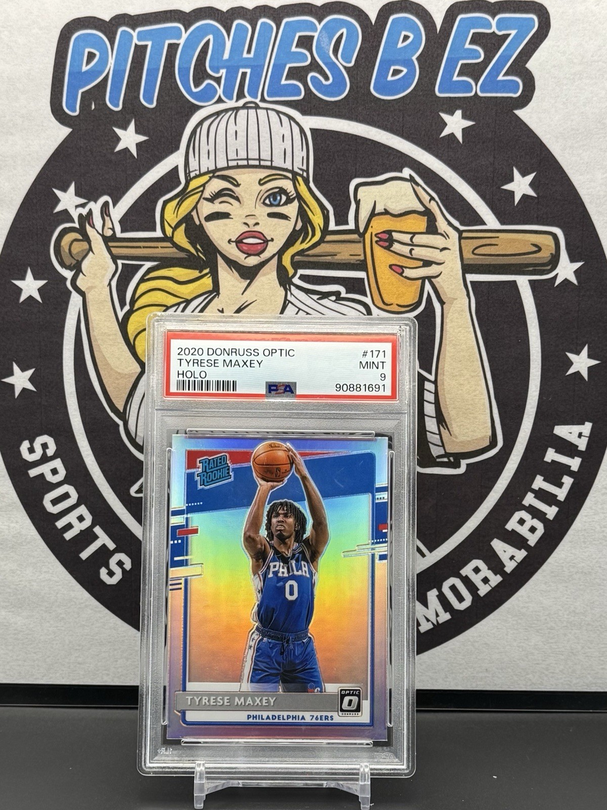 2020 Donruss Optic Tyrese Maxey #171 Rated Rookie Holo Prizm RC PSA 9 MINT