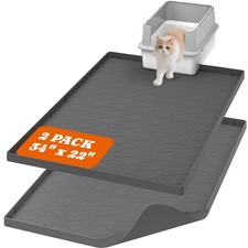 Large Cat Litter Mat for Litter Box 2 Packs, 34" x 22" Waterproof Silicone Pa...